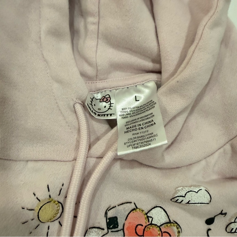 Hello Kitty & Friends Barely Pink Hoodie Size Large - Picture 5 of 6